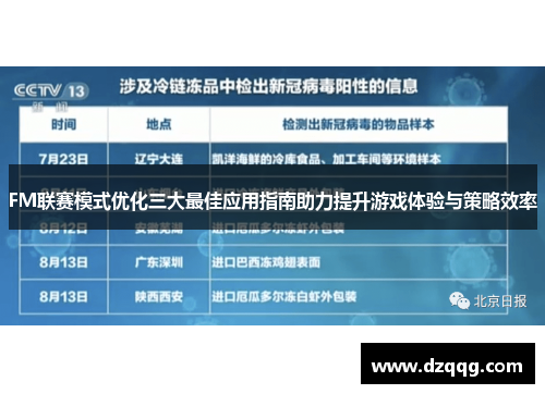 FM联赛模式优化三大最佳应用指南助力提升游戏体验与策略效率